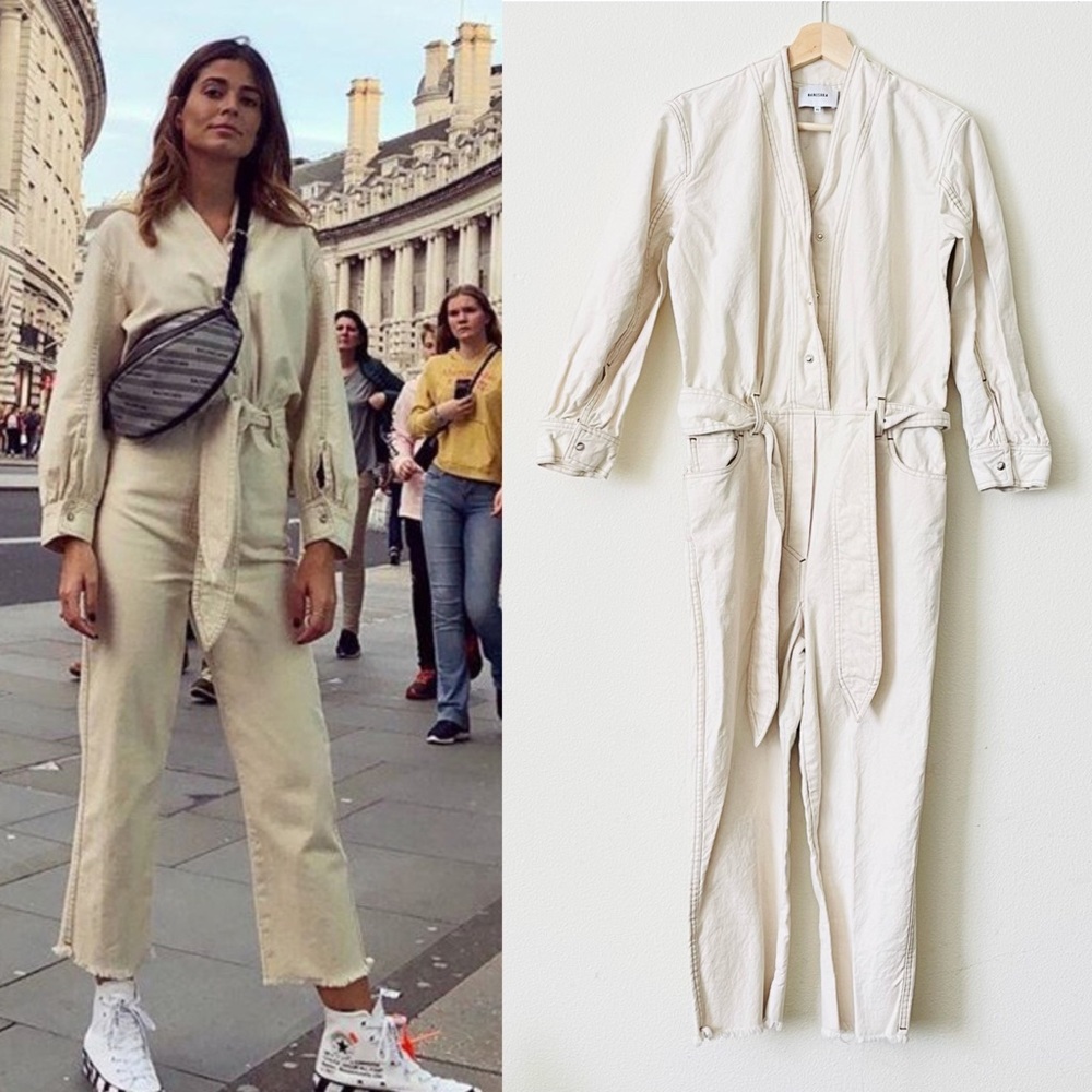 NANUSHKA XS Prya Balloon Sleeve Denim Jumpsuit